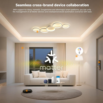 Plafondlamp met afstandsbediening, woonkamerlamp met Matter compatibel met HomeKit, Alexa, Google en IFTTT, 50W moderne LED-plafondlamp voor slaapkamer en woonkamer (100cm, wit)
