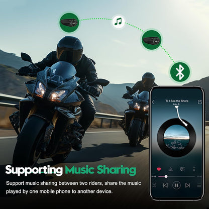 EJEAS Q8 Mesh Bluetooth Headset, Helmet Intercom for Up to 6 Motorcyclists, Communication System with 800 m Range Headset, Motorcycle Helmet with Strong Anti-Interference Ability