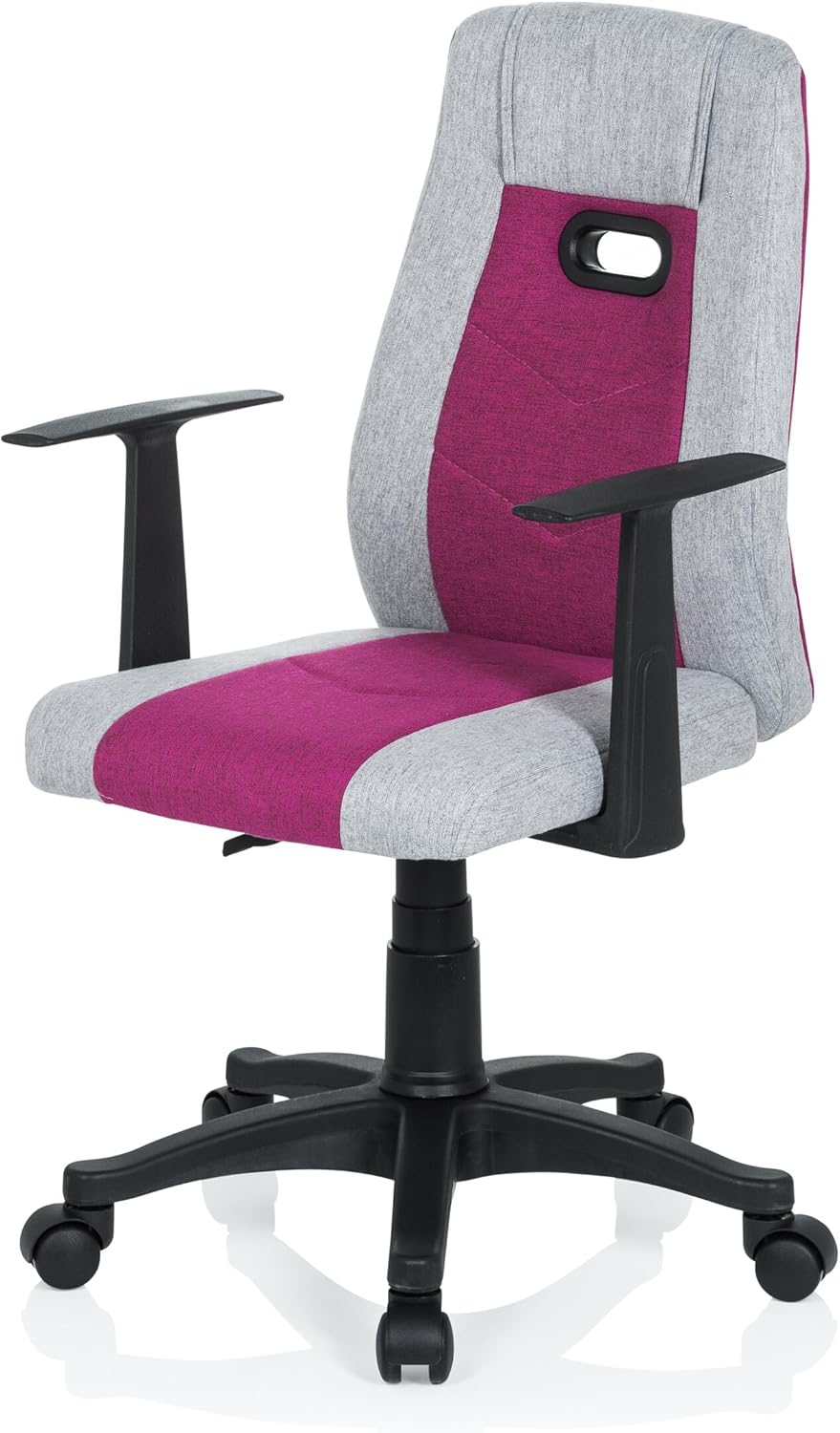 hjh OFFICE 670930 kinderbureaustoel KIDDY EXTRA stof grijs/pink met armleuningen comfortabele bekleding kinderstoel bureau chair