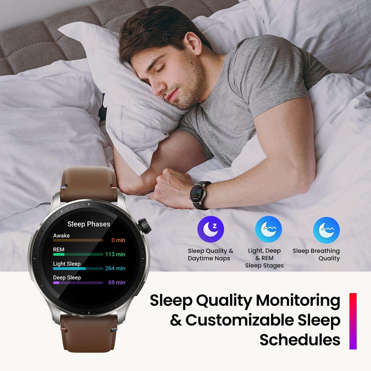 Amazfit GTR 4 Smartwatch voor iOS, Android, GPS-tracking, 150 sportmodi, bluetooth-telefoongesprekken, muziekopslag, 14 dagen batterijduur, Alexa