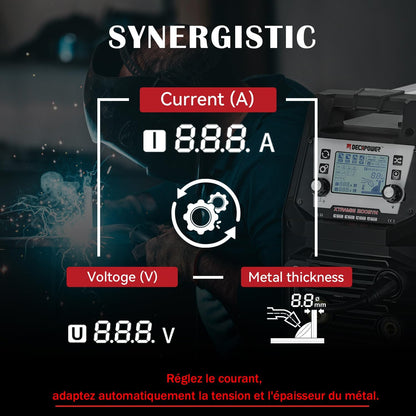 Decapower Synergic Lasapparaat MIG MAG MMA/Stick Lift DC TIG Flux 4 in 1 Gas zonder gas 200A IGBT inverter Lasapparaat met lcd-scherm