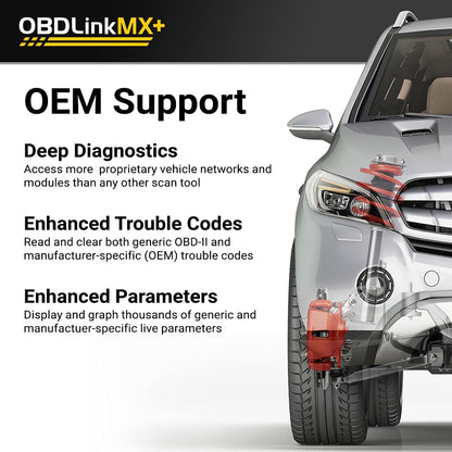 OBDLink MX+ OBD2 Bluetooth-scanner voor iPhone, Android en Windows