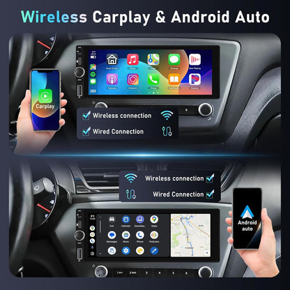 CarPlay autoradio 1 DIN 2G+64G, Podofo 6,86 inch touchscreen autoradio met DAB+, Bluetooth/FM/RDS/Navi/Stuurwielbediening/WiFi, Android autoradio