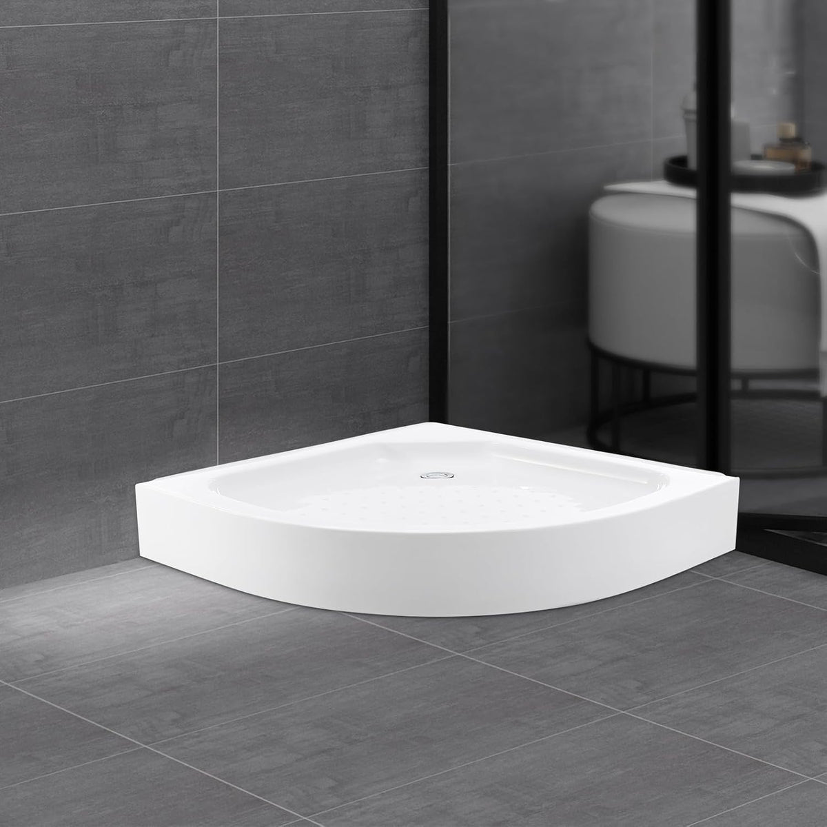 Douchebak – Douchebak Set – Douchevloer – Doucheplateau – Douchebak Acryl – Sectorvorm – 80x80x14 cm – Anti-slip – Snelle Afvoer