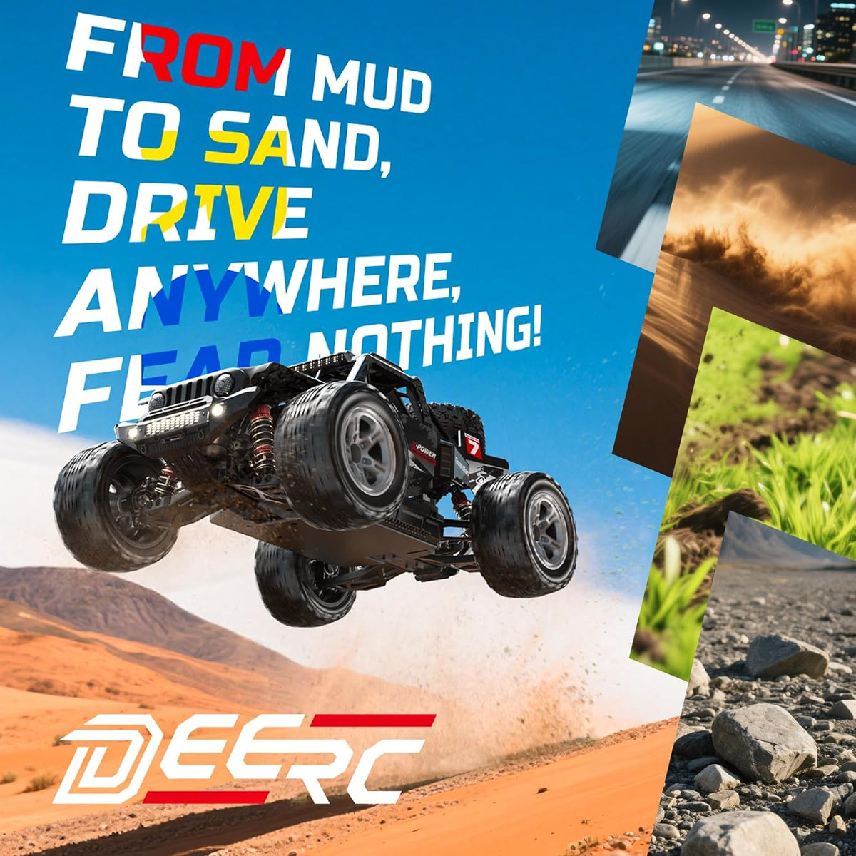 <font dir="auto" style="vertical-align: inherit;"><font dir="auto" style="vertical-align: inherit;">        DEERC 207E 1/10 Brushless RC Truck for Adults, 55km/h High Speed RC Car, 4WD Electric Off-Road Vehicle, Monster Truck, Fast Rally RC Car, All-Ter