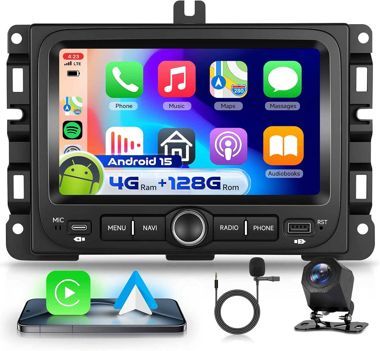 Autoradio Jeep Renegade – Auto Stereo – Multimedia Systeem – Navigatie Radio – DAB Radio – 7" IPS Touchscreen – Android 15 met Draadloos CarPlay & AHD Camera