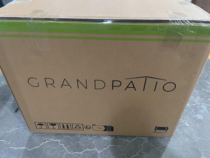 Grand patio Relaxstoel, ligstoel met zitkussen, aluminium frame, tuinstoel, verstelbare rugleuning, rotan zonneligstoel voor binnen, buiten (grijs zitkussen en bruin rotan)