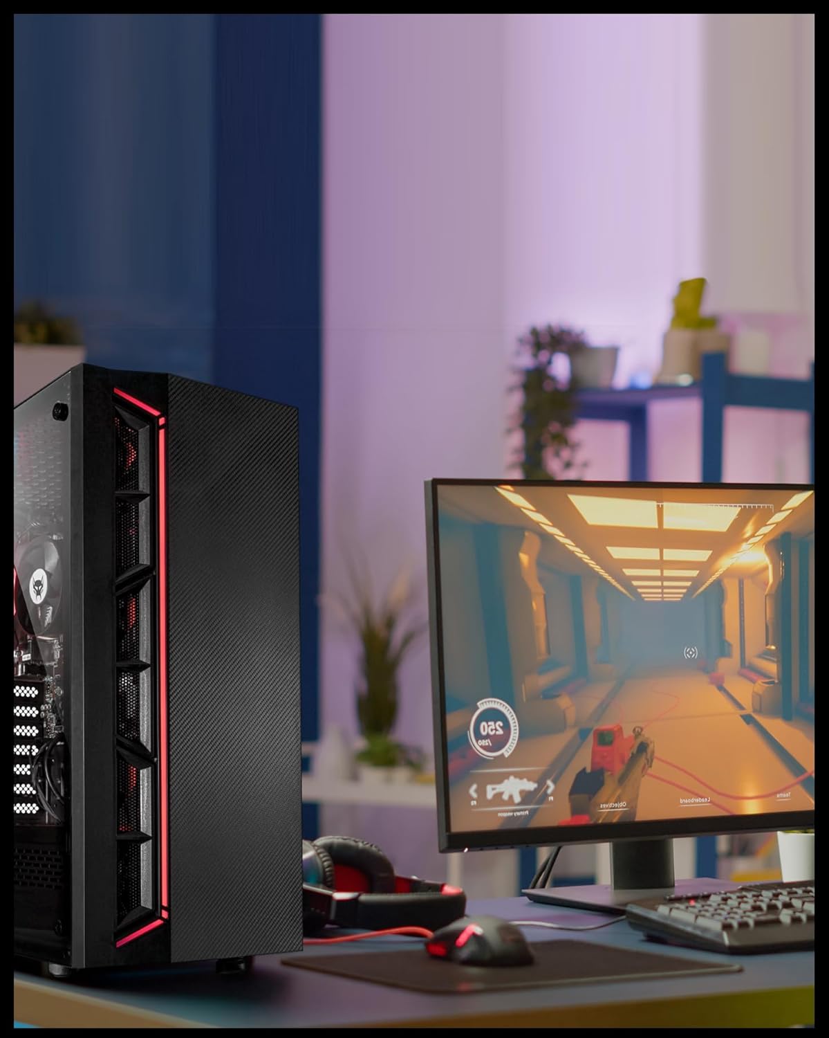 BEASTCOM Q3 Essential Gaming PC, centrale unit Gamer, AMD Ryzen 3 4X4,00GHz, 16 GB RAM, 1 TB SSD, 4K Vega 8 Core Graphics, HDMI, USB 3.2, Wifi, Windows 11 Pro