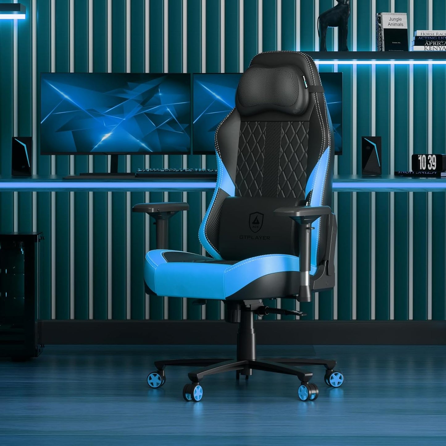 GTPLAYER Gaming Chair with Massage Gaming Chair with Pocket Spring Cushion and Footrest, Ergonomic Gaming Chair Office Chair with 4D Armrests, Computer Chair with Widened Backrest, Load Capacity up to 150 kg - QUORE