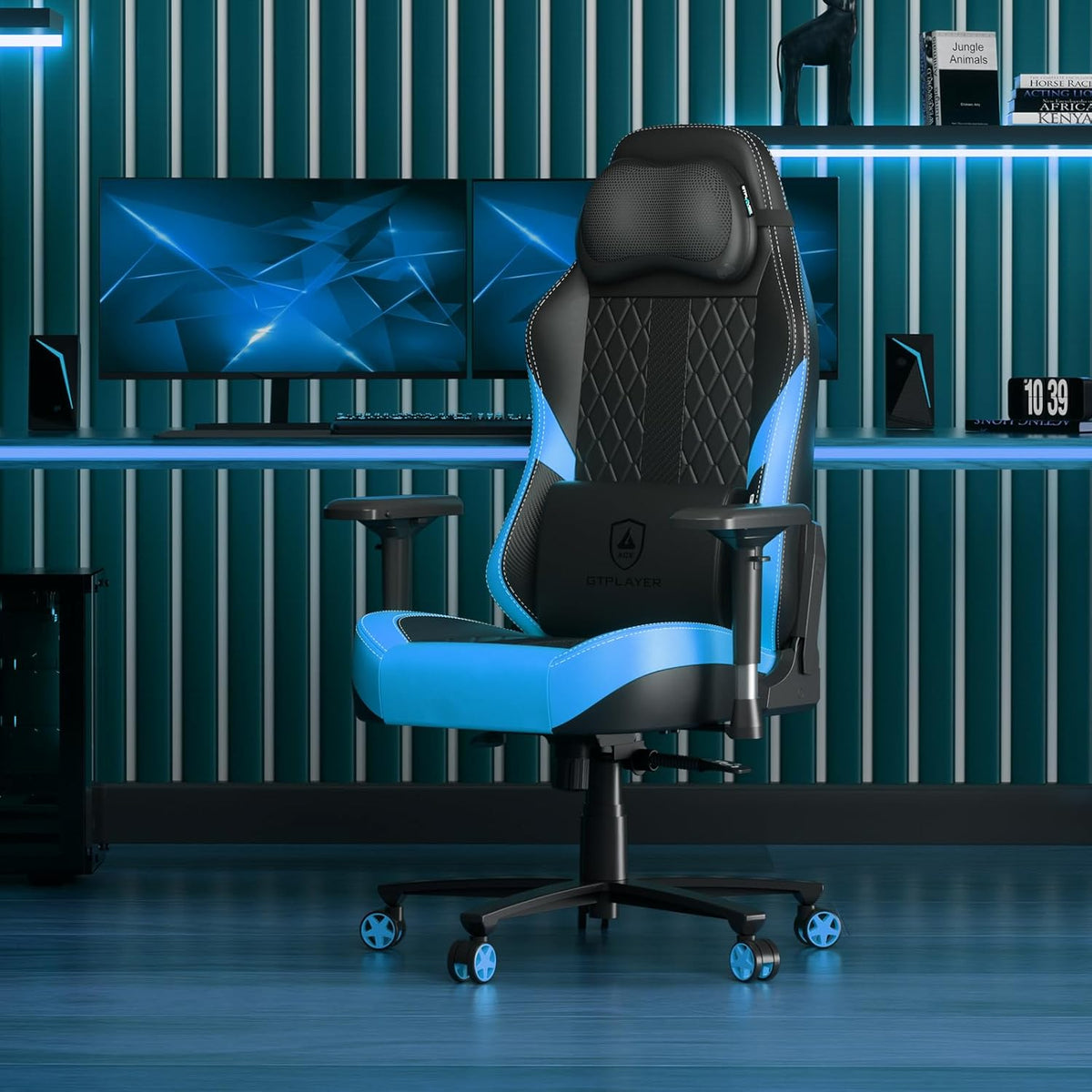 GTPLAYER Gaming Chair with Massage Gaming Chair with Pocket Spring Cushion and Footrest, Ergonomic Gaming Chair Office Chair with 4D Armrests, Computer Chair with Widened Backrest, Load Capacity up to 150 kg - QUORE