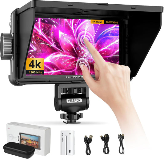 Viltrox DC-550 Pro 5,5 Inch Aanraakscherm Video-Monitor, On-Camera Uitvoer, Belichtings- en Focusassistent, Golfvorm 1200 Nits, 4K HDMI DSLR Externe Voor Sony, Canon