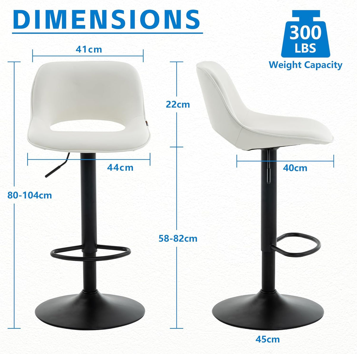 YOUNIKE Bar stool set of 2 white - QUORE