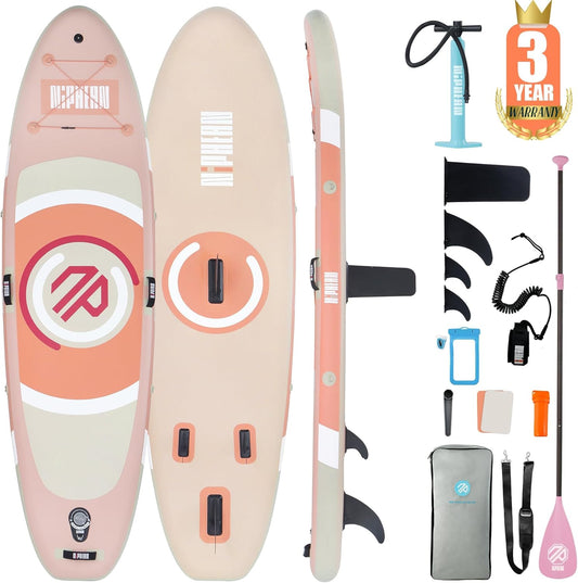 Niphean Opblaasbaar paddleboard met uitgebalanceerde vleugel en duurzame accessoires, stabiele 3,3 m opblaasbare paddleboards voor volwassenen en jongeren van alle vaardigheidsniveaus