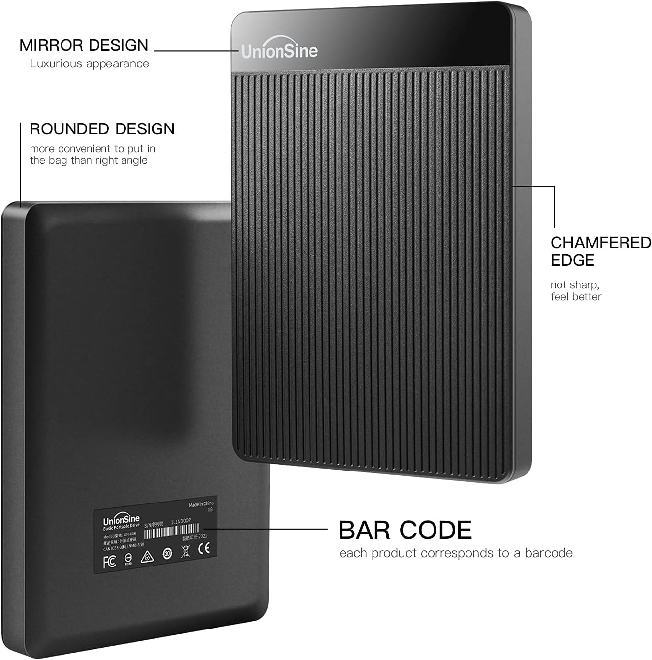 UnionSine HD2510 Externe harde schijf, draagbaar, 4 TB, USB 3.0, compatibel met pc, Mac, laptop, Xbox, Xbox One, PS4, zwart