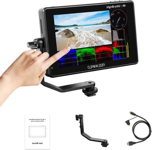 Feelworld LUT7 7 inch 2200nit Ultra Bright 3D Lut Touch Screen DSLR Camera Field Monitor 1920x1200 IPS 4K HDMI DC Output Light Sensor - QUORE