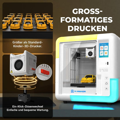 3D-printer – 3D-printmachine – 3D-fabricator – 3D-bouwer – Volledig gesloten behuizing – Snelle nozzle-vervanging en 8-kleuren PLA-filamentset