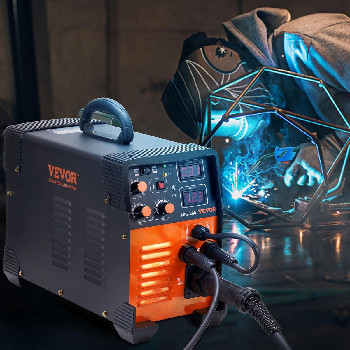 VEVOR MIG/MMA/TIG 3-in-1 Welding Machine 30-200 A Filling Wire Welding (0.8mm & 1.0mm) IGBT Technology 2.2-12m/min Wire Speed 200A at 60% Rated Operating Cycle IP21S Protection Class