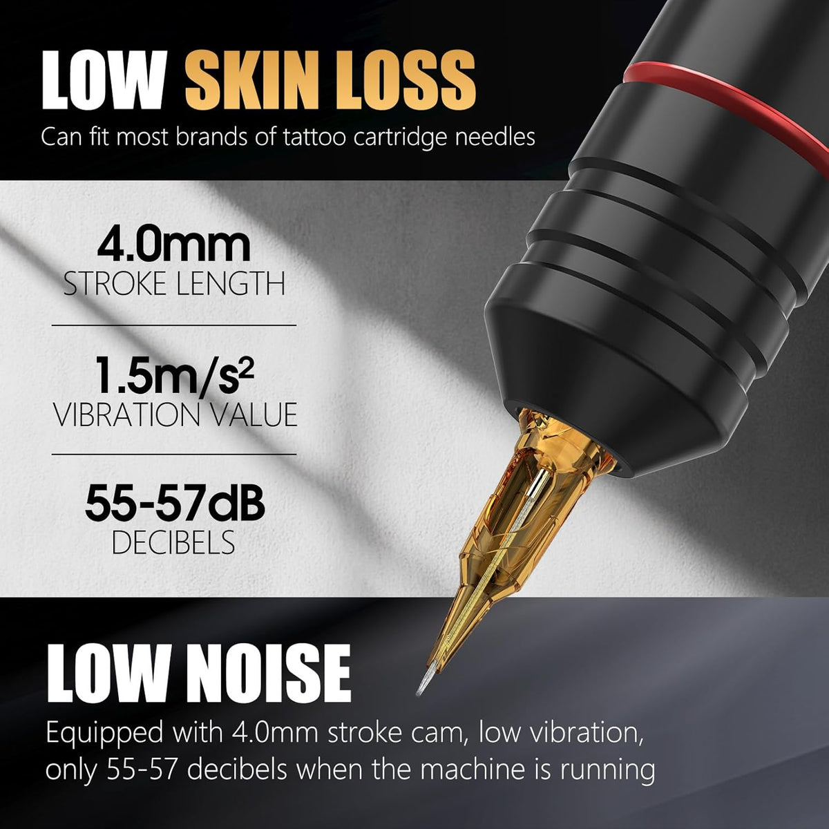 Ambition Ninja Pro Tattoomachine - Intelligente facturering, kernloze motor rotary cartridge pen duale 2000mAh voeding voor professionals én beginners