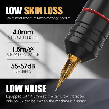 Ambition Ninja Pro Tattoomachine - Intelligente facturering, kernloze motor rotary cartridge pen duale 2000mAh voeding voor professionals én beginners