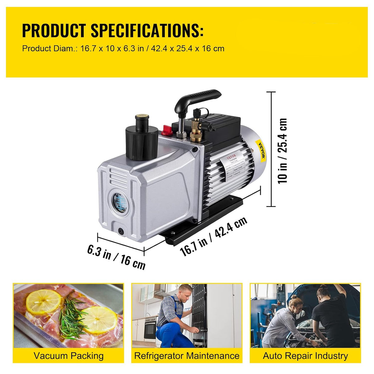 Vacuümpomp – Vacuum Pomp – Onderdrukpomp – Airco Vacuümpomp – 12 CFM 1 PK – Hoog Efficiënt – Aluminium Behuizing