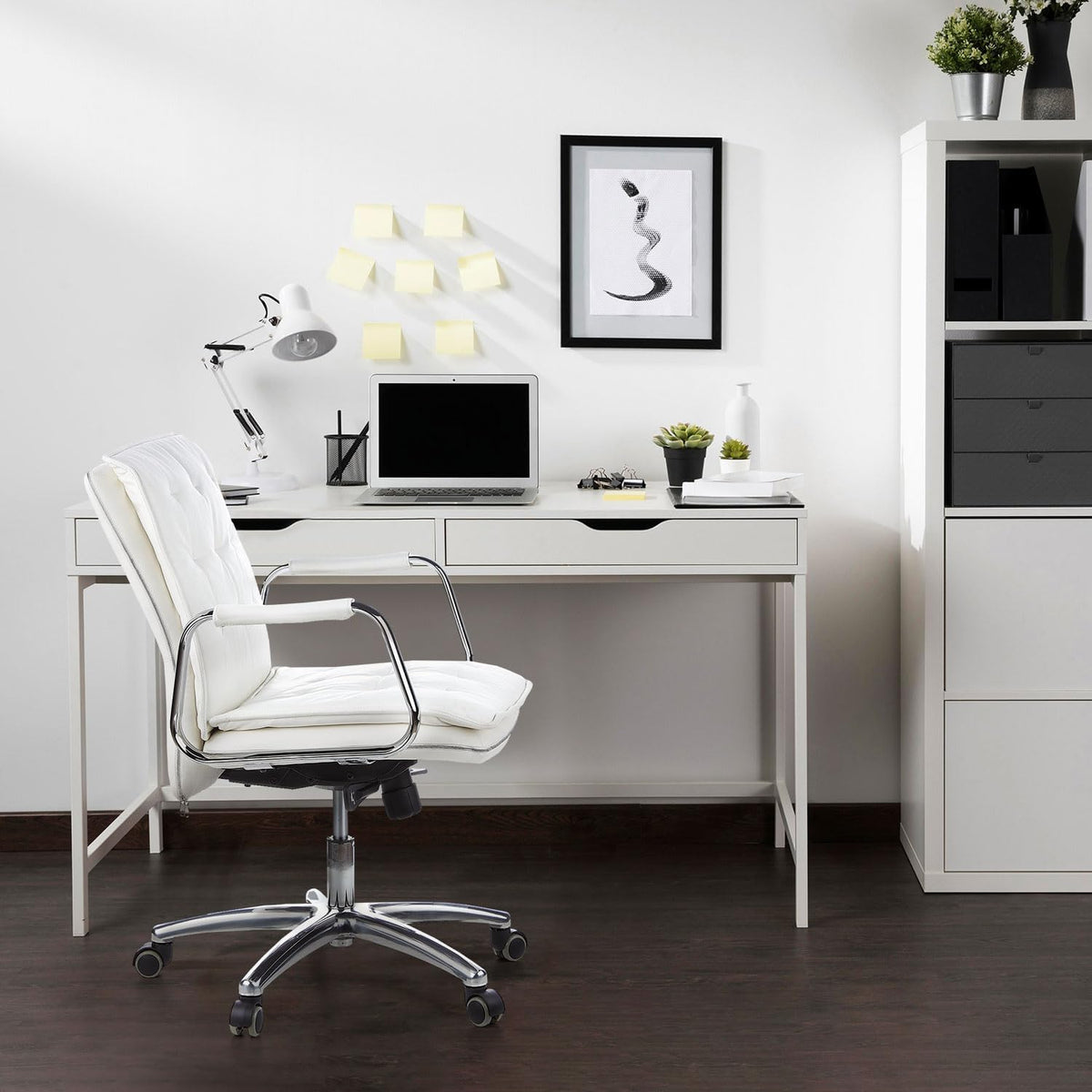 hjh OFFICE 600932 bureaustoel managersstoel VILLA 10 Napaleder Creme Wit, robuuste uitvoering, middelhoge rugleuning, ergonomisch