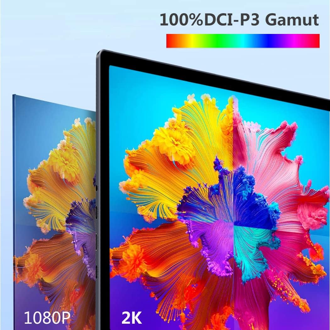 OLED Portable Monitor 2K 13.3'' Touch Screen, USB C Mobile Screen, 54000:1, QHD 100% DCI-P3 1Ms For Laptop, PC, Game Consoles, Etc. - QUORE