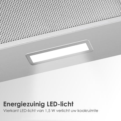 Telescopische afzuigkap 60cm 350m³/h Inbouw Afzuigkap 600mm met LED Licht 2 Snelheden Geïntegreerde Keuken Afzuigkap Ventilator
