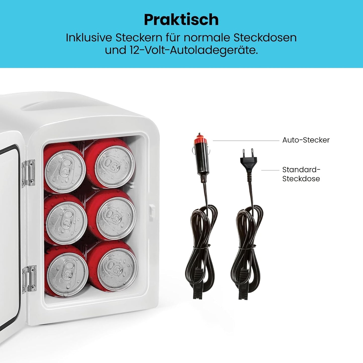 Iceman Draagbare mini-koelkast, koelt en verwarmt, kleine koelkast met 4 liter, 6 vakken voor cosmetica, snacks, make-up, AC/DC-stroom, huis/auto/slaapkamer
