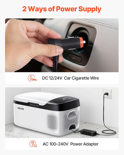 VEVOR Draagbare elektrische koelkast voor auto, 15 l, mini-compressor, DC 12 V, 24 V, met koud- en warme modus, app-bediening, compact en schokbestendig ontwerp, voor camper, vrachtwagen, boot