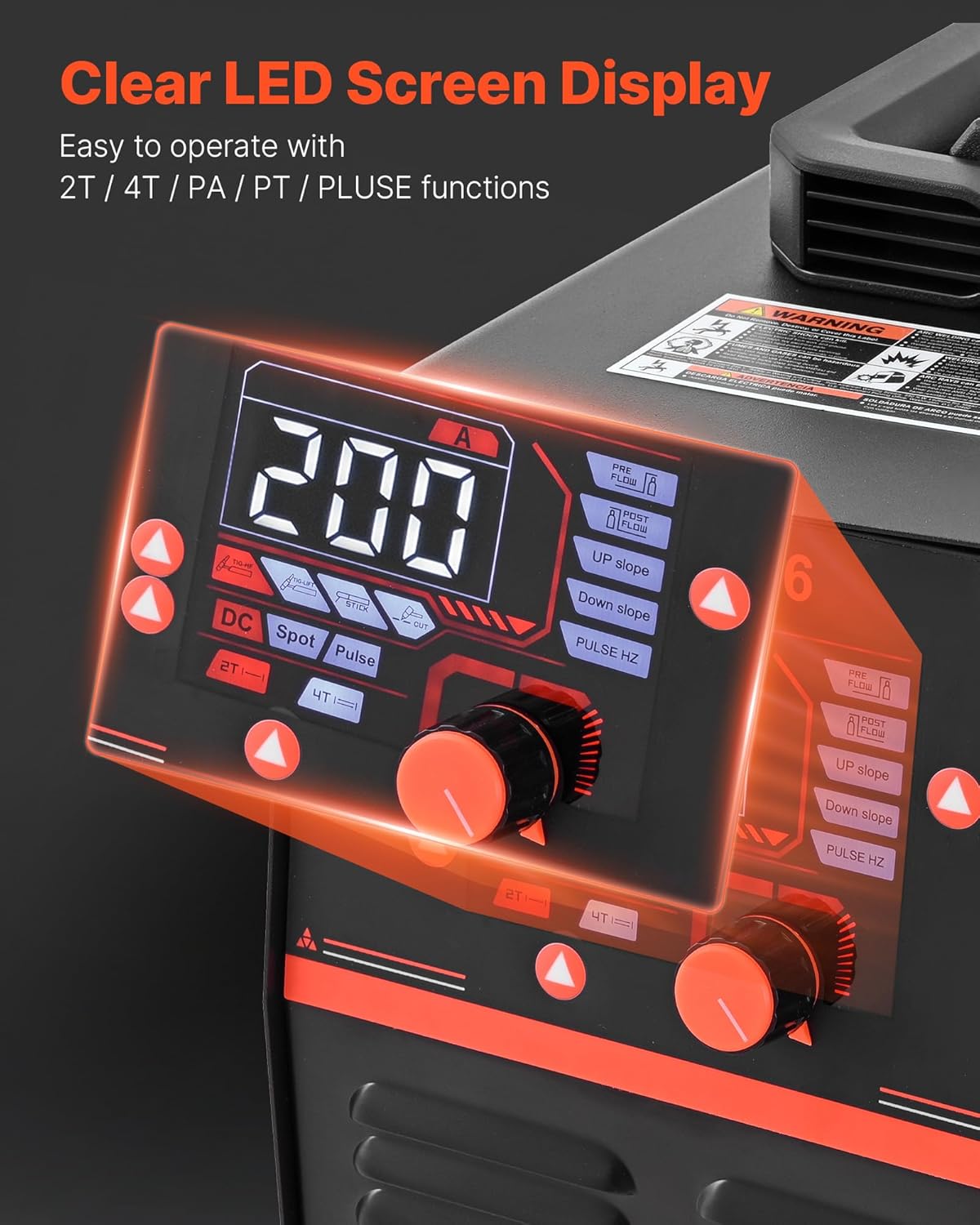 VEVOR Lasapparaat 3-in-1 combi, snijden/WIG/MMA, 50-A-plasmasnijder & 200 A WIG-elektrodenlasapparaat, digitaal led-display met 2T/4T/PA/PT-functie voor doe-het-zelvers en werkplaatsen