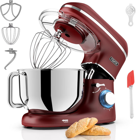 Keukenmachine - 2000W - RVS Mengkom (6,2 L) - Keukenrobot - Mixer met Garde, Deeghaak en Menghaak - Incl. extra Accessoires – Rood