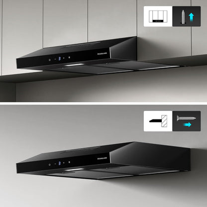 GASLAND Chef SR60BS 60 cm 202 m³/uur Stille Afzuigkap met Touch Control Zwart Stalen Afzuigkap met CF158 Geactiveerd Koolstoffilter
