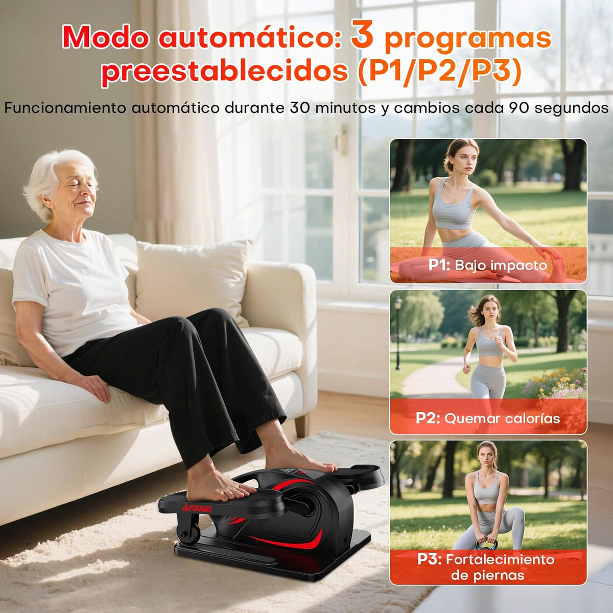 Undertable Elliptical Trainer for Home, 2-in-1 Electric Elliptical Trainer with 15 Speeds and 3 Automatic Modes, Pedal Trainer for Seniors with Remote Control, Silent and Portable Leg Trainer - QUORE