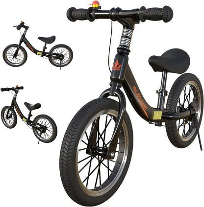 Gaslike 35,6 cm kinderbalansfiets voor kinderen van 2 3 4 5 6 jaar oud, fiets zonder pedalen met handrem en kickstand, verstelbare zithoogte, luchtbanden, buitenspeelgoed voor meisjes en jongens