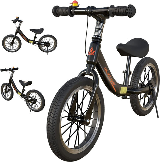 Gaslike 35,6 cm kinderbalansfiets voor kinderen van 2 3 4 5 6 jaar oud, fiets zonder pedalen met handrem en kickstand, verstelbare zithoogte, luchtbanden, buitenspeelgoed voor meisjes en jongens