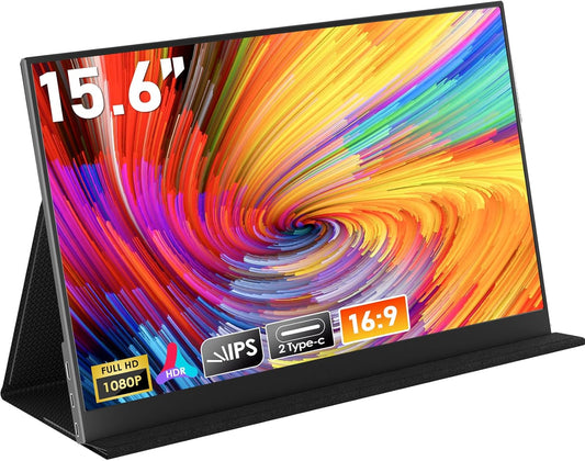 Portable Monitor, HONGO 15.6 Inch 1920×1080 FHD Portable Screen IPS, Portable Display with External HDR Eye Care Screen and Type-C/USB-C Port, Portable Monitor for Laptop/PC/Mac/PS4/5/X-bo/Phone - QUORE