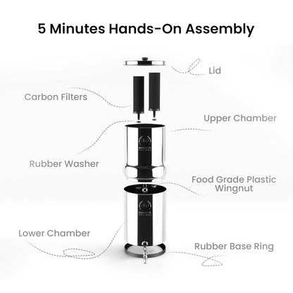 Zwaartekracht Waterfilter – Waterfiltersysteem – Drinkwaterfilter – Waterzuiveraar – Waterfilterkan – 6 Liter – 304 Roestvrij Staal