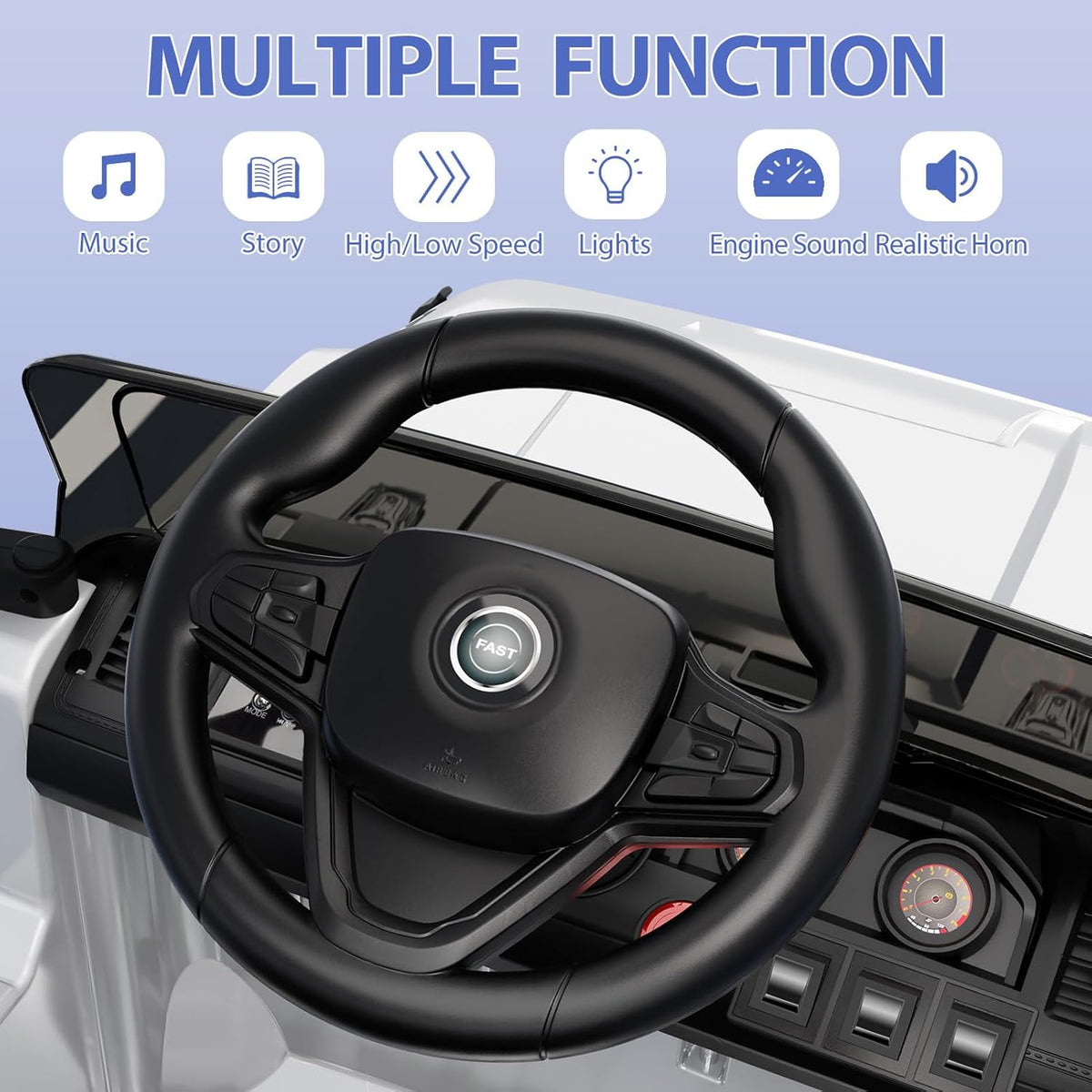 Elektrische auto voor kinderen, 12 V, kinderauto met 2,4 G-afstandsbediening, elektrische auto met bluetooth, muziek, claxon en koplamp, 3-6,5 km/u, kindervoertuig, elektrisch voor kinderen van 3 tot
