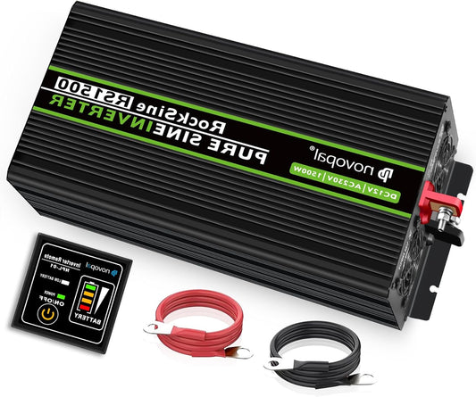 Zuivere Sinus Omvormer – Stroomomzetter – Spanningsconverter – DC naar AC Inverter – 1500W Vermogen – Dual USB Poorten – 5m Afstandsbediening – Intelligente Koelfans – Overbelastingsbeveiliging - QUORE