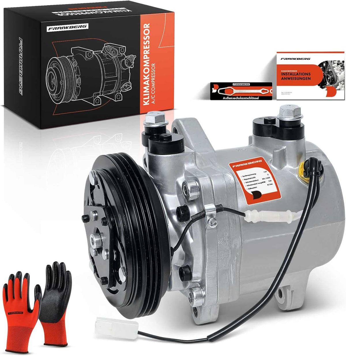 Frankberg Q0003191V010000000 Airconditioning Airconditioning Compressor Airconditioning Magnetische koppeling Compressor voor airconditioning Vervanging # Q0003191V0