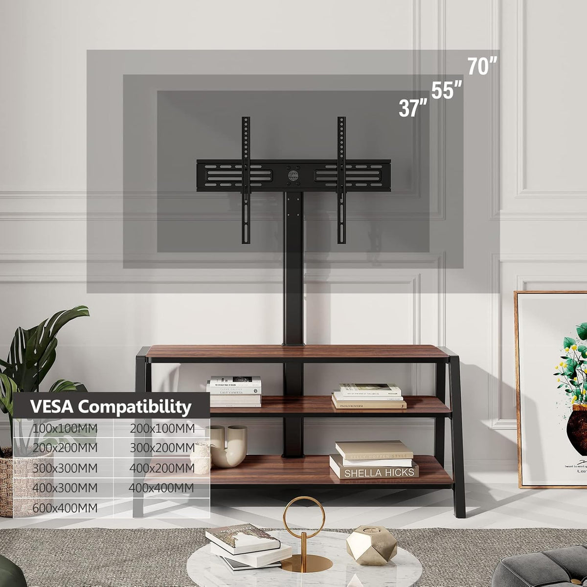 TV-Vloerstandaard – TV Standaard – TV Meubel – TV Kast – TV Beugel – Geschikt Voor 37-70 Inch Tv’s – Max VESA 600x400 Mm