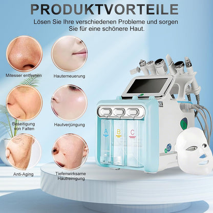 Hydrogen Oxygen Beauty Machine – Professioneel Gezichtsverzorgingsapparaat – Huidverzorgingsapparaat – Schoonheidsapparaat – Beauty Spa Apparaat – 7-in-1 met 6 functiekoppen – Waterstof- en zuurstoftechnologie