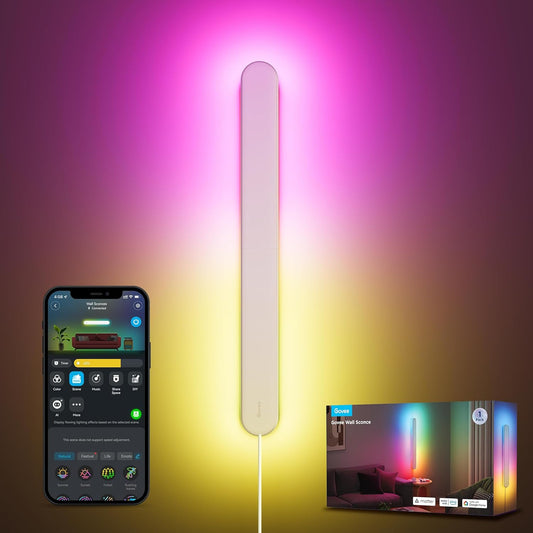 Govee RGBICW Wandlamp voor binnen, slimme wandlamp compatibel met Matter, Alexa en Google Assistant, 1200 lm led-wandlamp, muzieksynchronisatie, indirecte verlichting voor woonkamer, trap, hal, 2