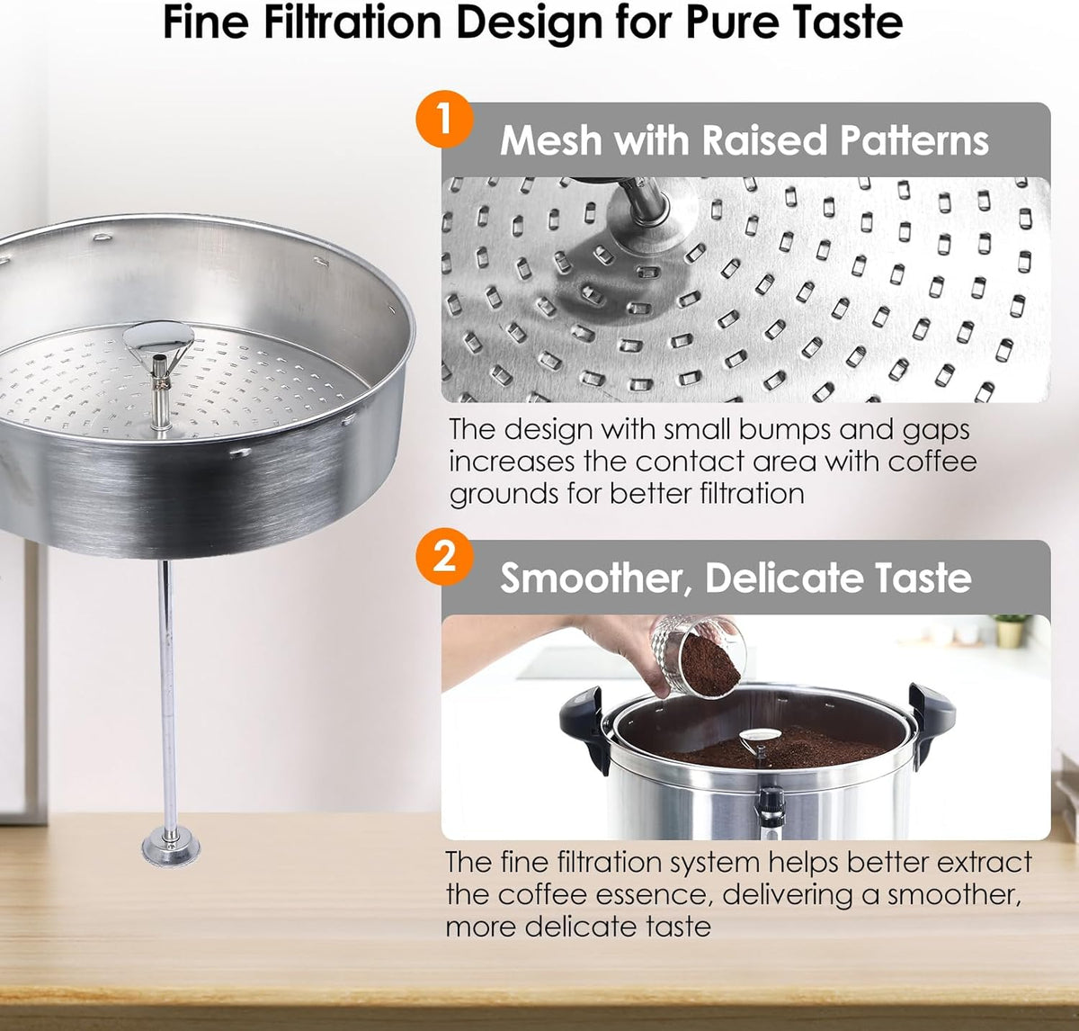 Homtone Gastro Koffiezetapparaat met rond filter, 120 kopjes/18 l, dubbelwandig, groot, roestvrij staal, industrieel koffiezetapparaat met tapkraan, voor feest, warmwaterdispenser voor koffie, thee