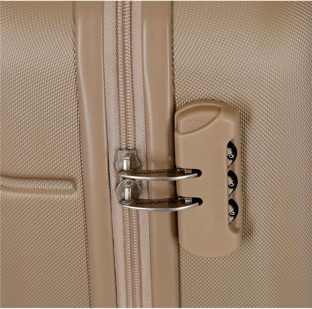 Movom Galaxy Kofferset, blauw, 55/68 cm, ABS, zijdelingse combinatiesluiting, 109 l, 6,56 kg, 4 dubbele wielen, handbagage, Beige, 40 x 55 x 20 cm, 48 x 68 x 27 cm, Set van 2 koffers