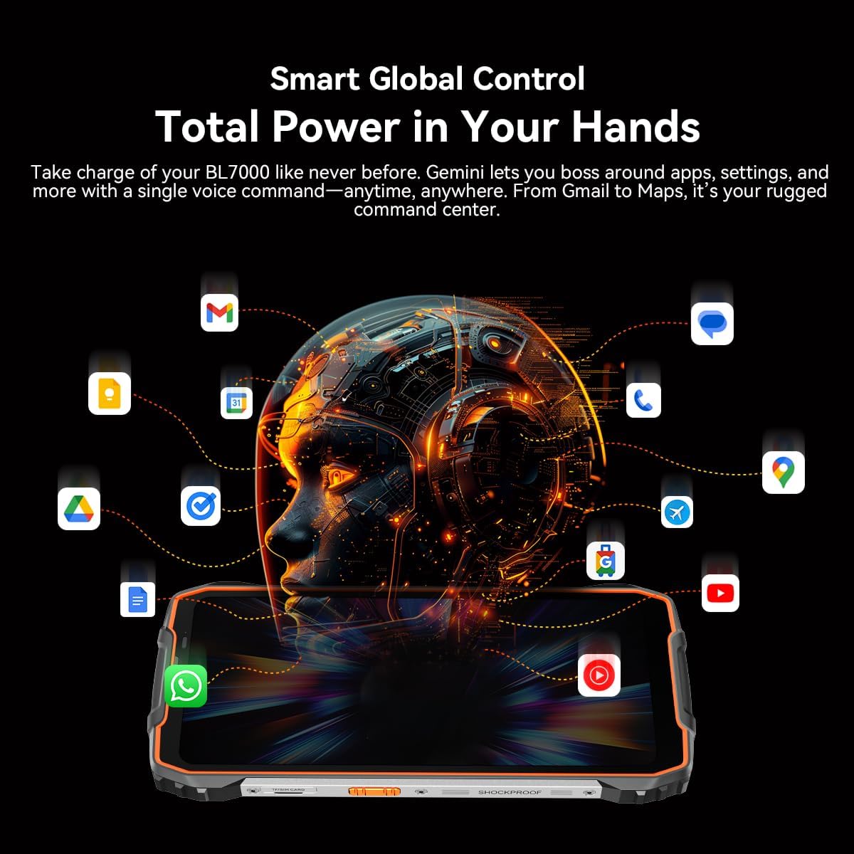 Blackview BL7000 AI 5G Rugged Smartphone Android 15, 24GB + 256GB/2TB robuuste telefoon, 6,78 inch FHD+ 2,4 K onverwoestbare telefoon, 50 MP AI camera, 7500 mAh, 4G, NFC, OTG, GPS, FM, 3 kaartvakken