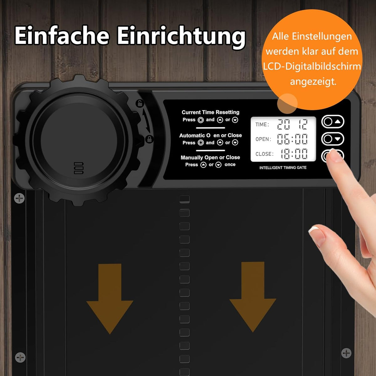 Aluminium automatische kippenklep, batterij, elektrische kippenklep met waterdicht, groot display, timer, handmatig, automatische kippendeur, intelligente klembeveiliging