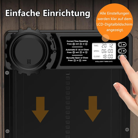 Aluminium automatische kippenklep, batterij, elektrische kippenklep met waterdicht, groot display, timer, handmatig, automatische kippendeur, intelligente klembeveiliging