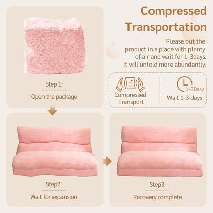 MAXYOYO Bean Bag Bed, Folding Sofa Bed, Floor Mattress for Adults, Extra Thick 6-Way Folding Floor Sofa, Floor Sofa for Bedroom and Living Room, Pink, 75 x 240 cm