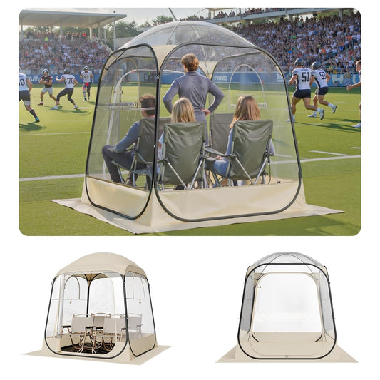 VEVOR Pop-up-sporttent, transparant, 160 x 160 cm, voor 2 tot 4 personen, waterdichte capsule voor buiten, met mat en afdekking, igloo koepeltent voor de tuin
